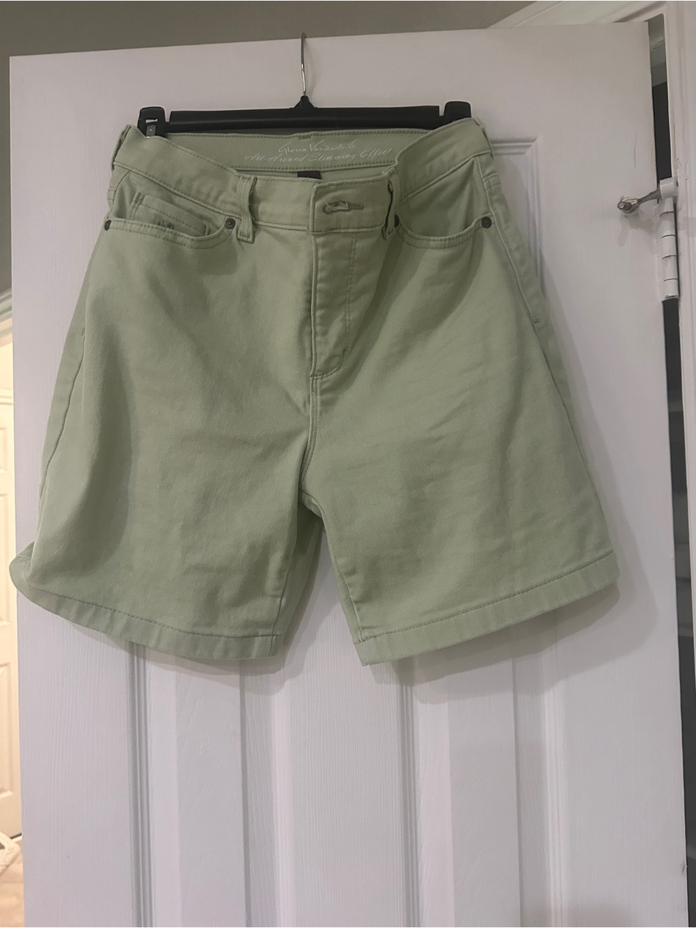 Gloria Vanderbilt Soft Sage Green High-Rise Denim Shorts